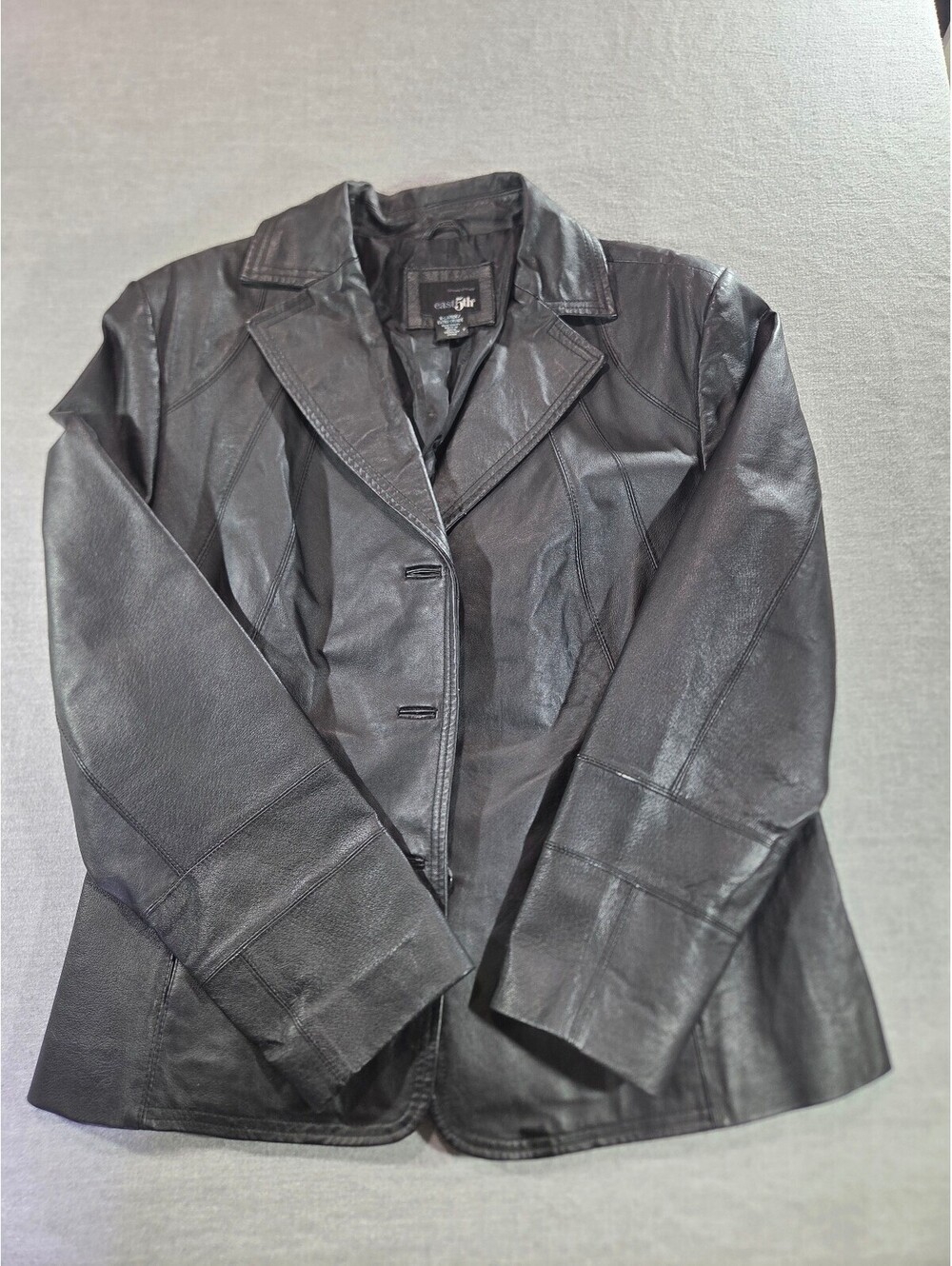 east 5th black leather blazer jacket